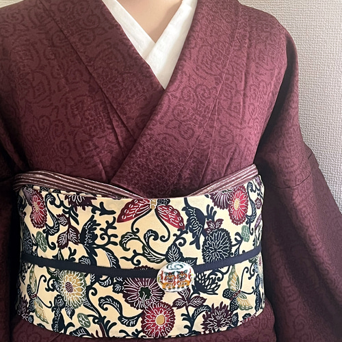 リバーシブル半幅帯 琉球紅型プリント・遠州綿紬 和装小物（帯・半襟