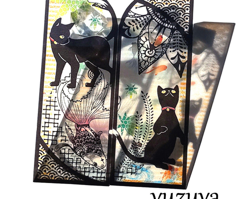 駒込　妙義神社　黒猫　ステンドグラス風　御守り　透明　クリア　3色 駒 妙義神社 黒猫 ステンドグラス風 御守り 夜バージョン 透明 クリア