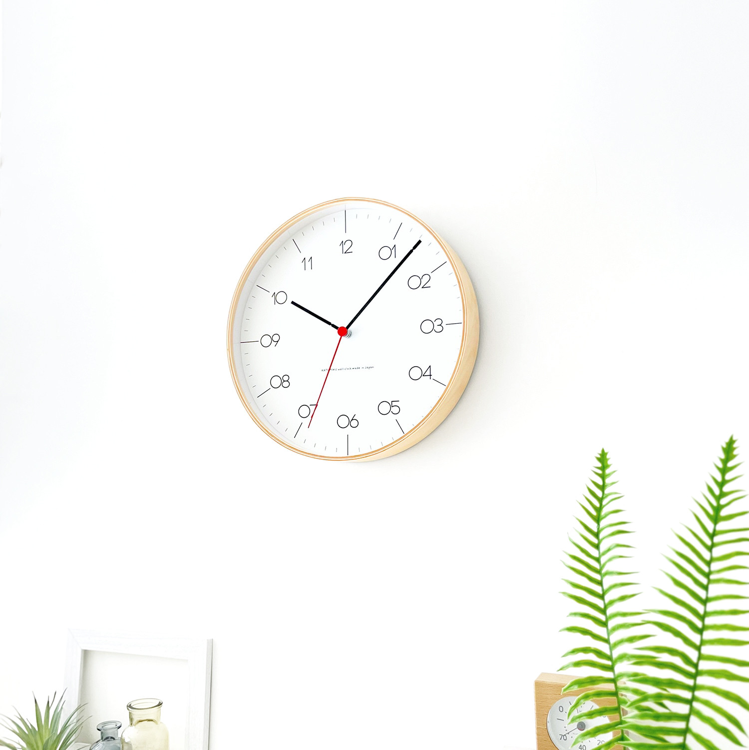 KATOMOKU plywood clock 24 ナチュラル km-150NARCS 電掛け時計 木製 静か オシャレ