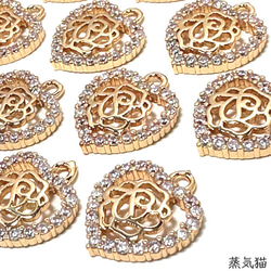 【小さめ】透かし薔薇ハート ジルコニアチャーム4個【ピアス イヤリング ジルコニア ハンドメイドアクセサリーパーツ素材】 3枚目の画像