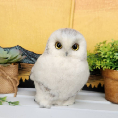 羊毛フェルト置物 シロフクロウ体長16㎝ 羊毛フェルト max910 通販