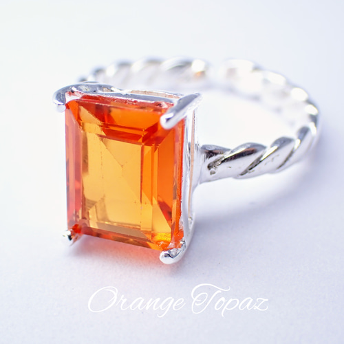New☆新作☆『オレンジトパーズ』☆世界でひとつの天然石リング 指輪