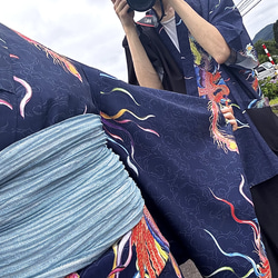九谷焼作家が描く文様 ユニセックス甚平　上下２点セット 鳳凰【KUTANI×KIMONO】 17枚目の画像
