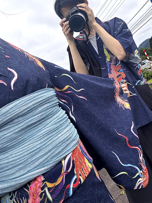 九谷焼作家が描く文様 ユニセックス甚平　上下２点セット 鳳凰【KUTANI×KIMONO】 17枚目の画像
