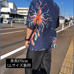 九谷焼作家が描く文様 ユニセックス甚平　上下２点セット 鳳凰【KUTANI×KIMONO】 9枚目の画像