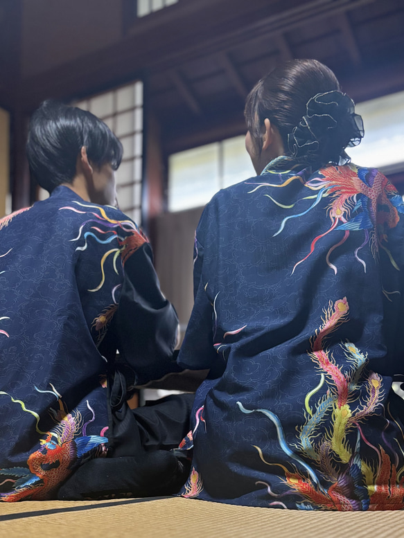 九谷焼作家が描く文様 ユニセックス甚平　上下２点セット 鳳凰【KUTANI×KIMONO】 16枚目の画像