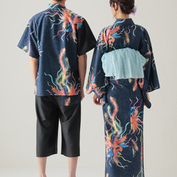 九谷焼作家が描く文様 ユニセックス甚平　上下２点セット 鳳凰【KUTANI×KIMONO】 8枚目の画像