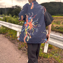 九谷焼作家が描く文様 ユニセックス甚平　上下２点セット 鳳凰【KUTANI×KIMONO】 15枚目の画像