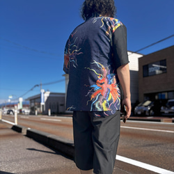 九谷焼作家が描く文様 ユニセックス甚平　上下２点セット 鳳凰【KUTANI×KIMONO】 10枚目の画像