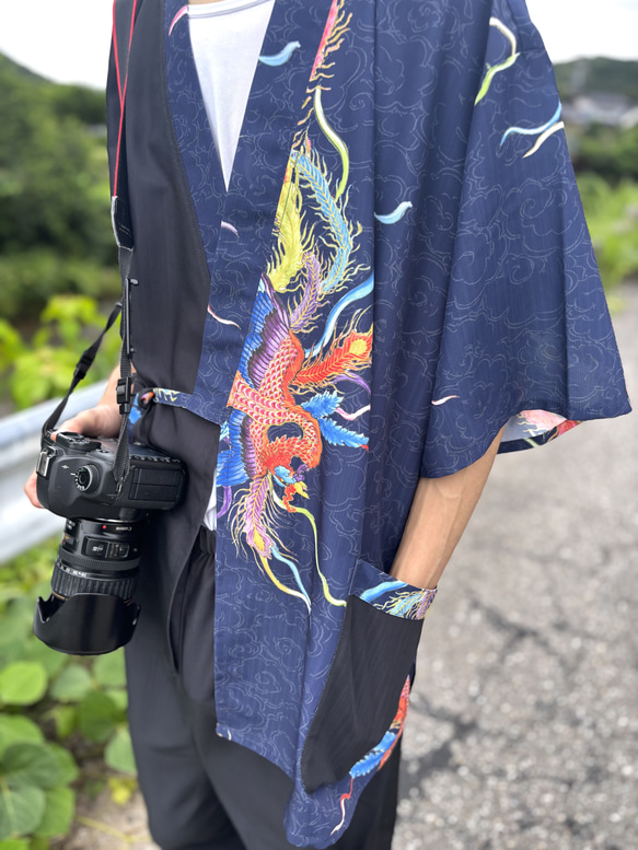 九谷焼作家が描く文様 ユニセックス甚平　上下２点セット 鳳凰【KUTANI×KIMONO】 11枚目の画像