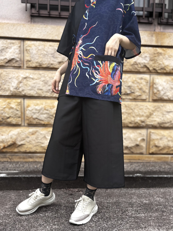九谷焼作家が描く文様 ユニセックス甚平　上下２点セット 鳳凰【KUTANI×KIMONO】 14枚目の画像