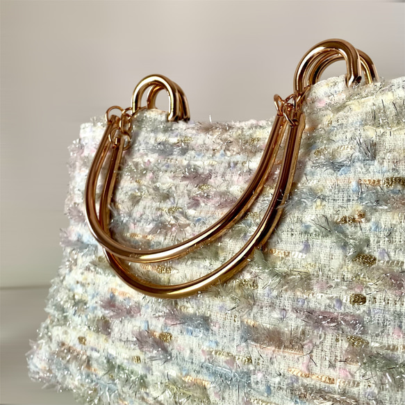 Miros Jewelry tweed 【The Best Gorgeous】ハンドバッグ　尾州高級ツイード 5枚目の画像