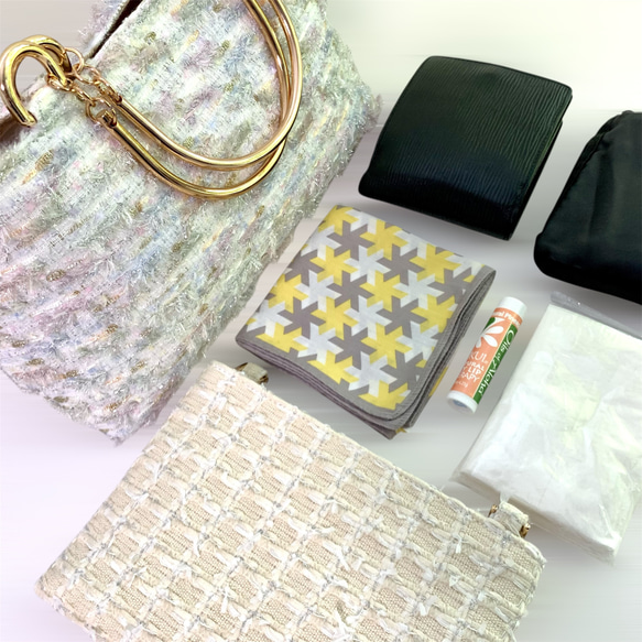 Miros Jewelry tweed 【The Best Gorgeous】ハンドバッグ　尾州高級ツイード 3枚目の画像