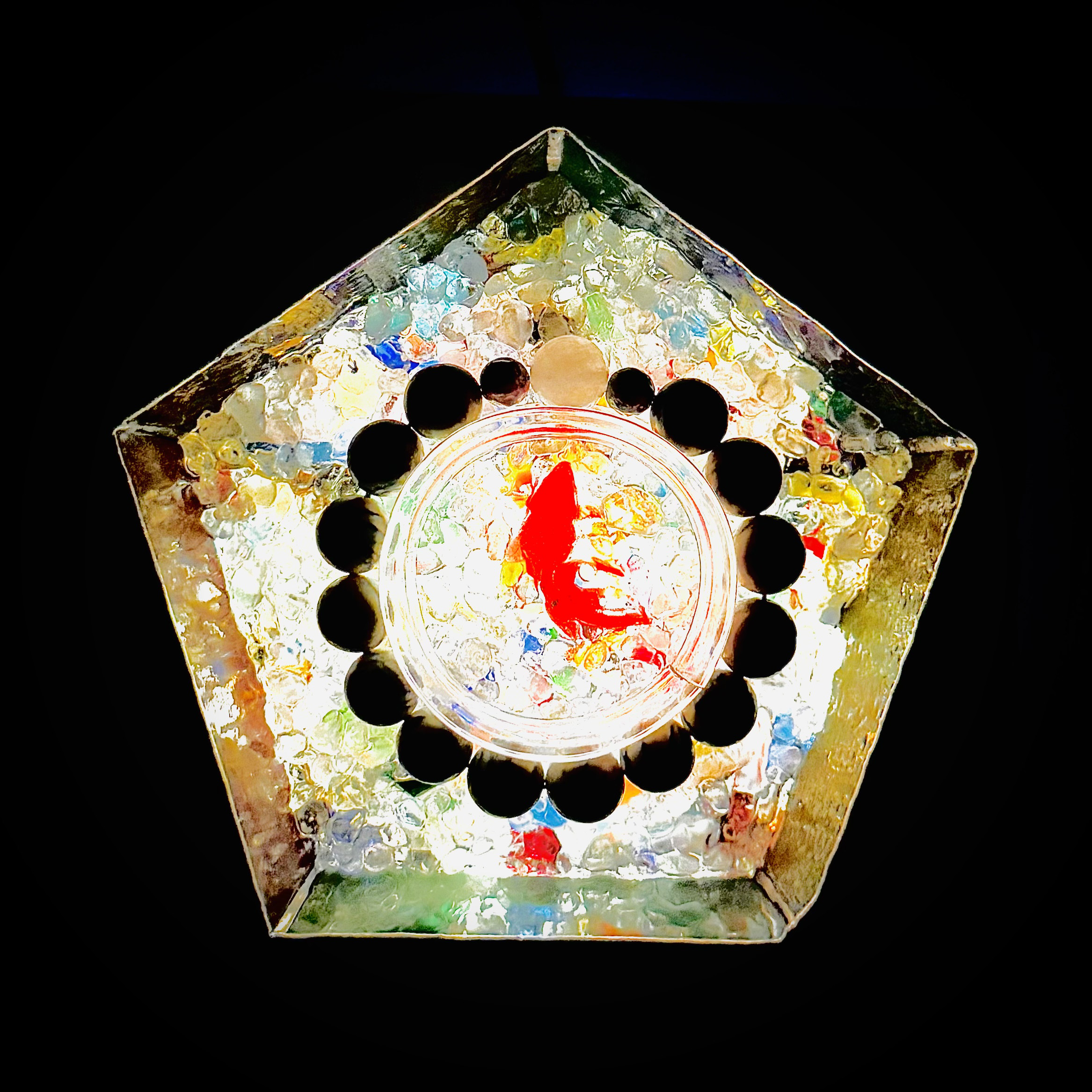 L-53 自然石のブレスレット& ステンドグラスのイルミネーション皿