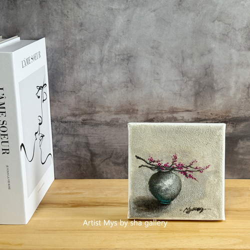 アクリル原画・キャンバスアート（おまけ付き） 原画 アクリル画 キャンバスアート｜梅の絵｜15cm×15cm インテリア絵画