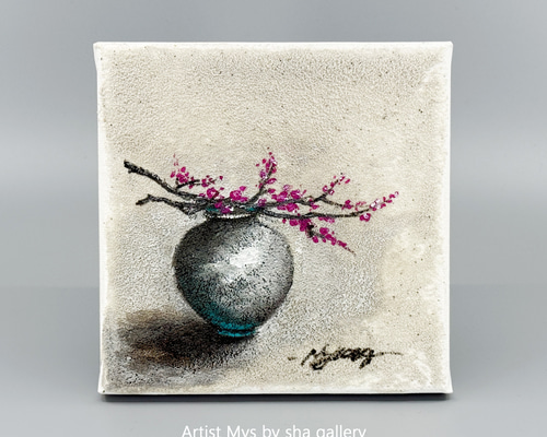 原画 アクリル画 キャンバスアート｜梅の絵｜15cm×15cm インテリア絵画