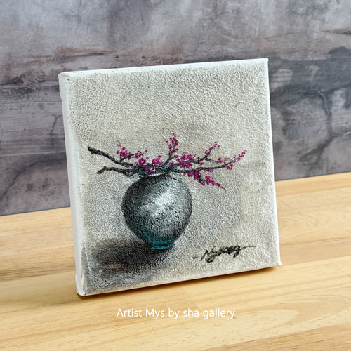 原画 アクリル画 キャンバスアート｜梅の絵｜15cm×15cm インテリア絵画