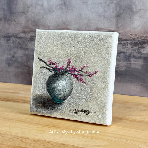 原画 アクリル画 キャンバスアート｜梅の絵｜15cm×15cm インテリア絵画