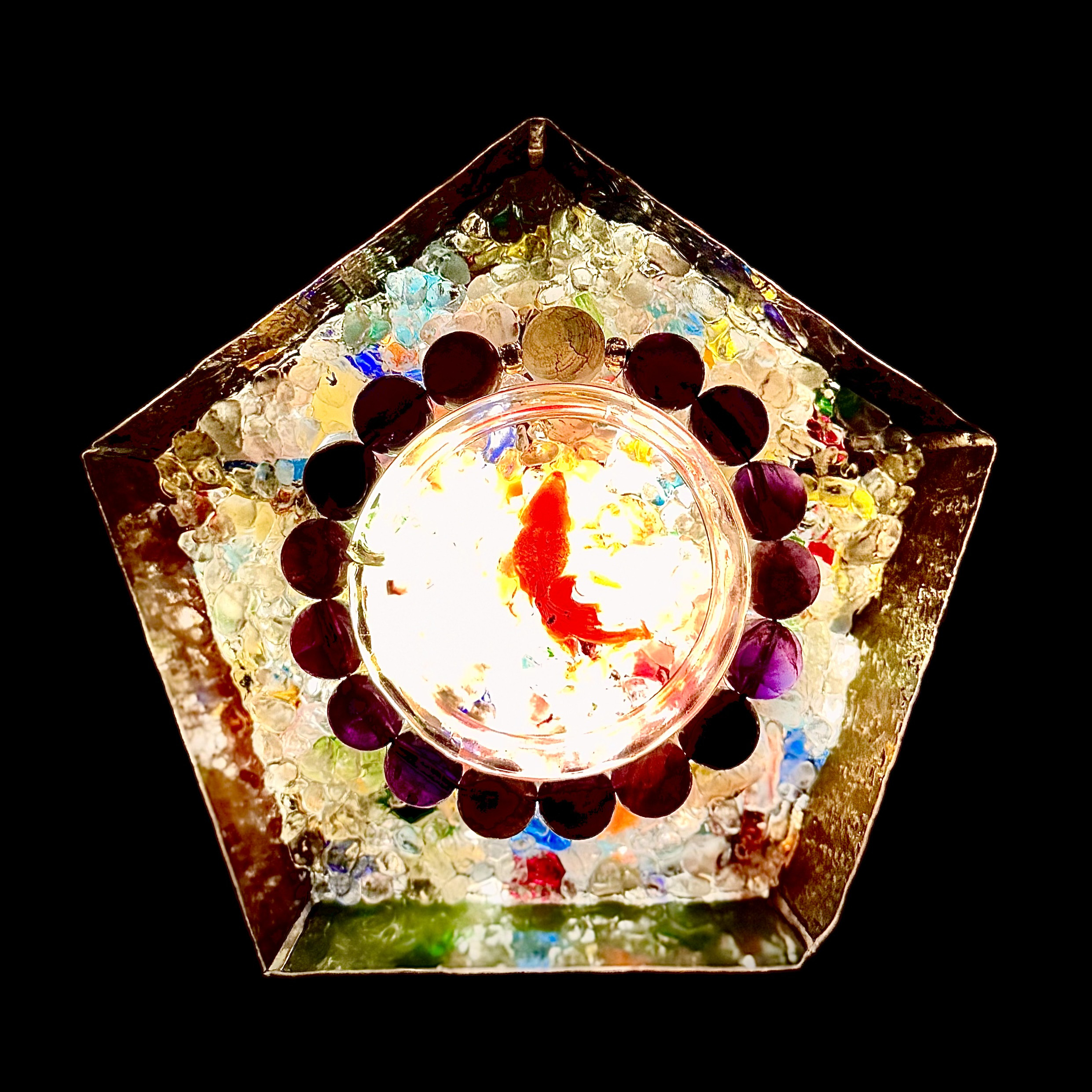 L-57 自然石のブレスレット& ステンドグラスのイルミネーション皿