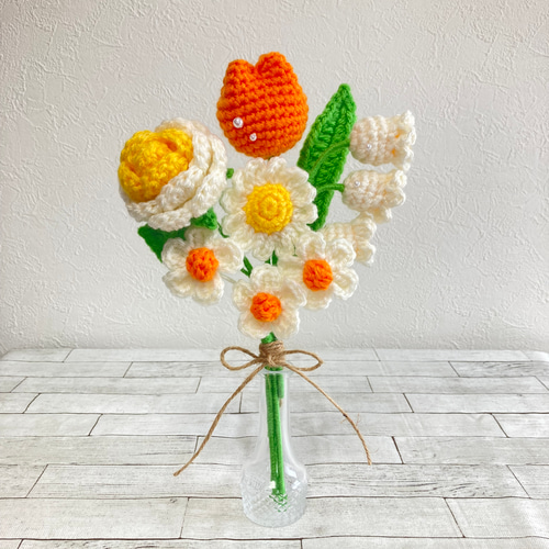 えらべるなないろ 花束 かぎ針編み 編み物 枯れない花 毛糸 プチ