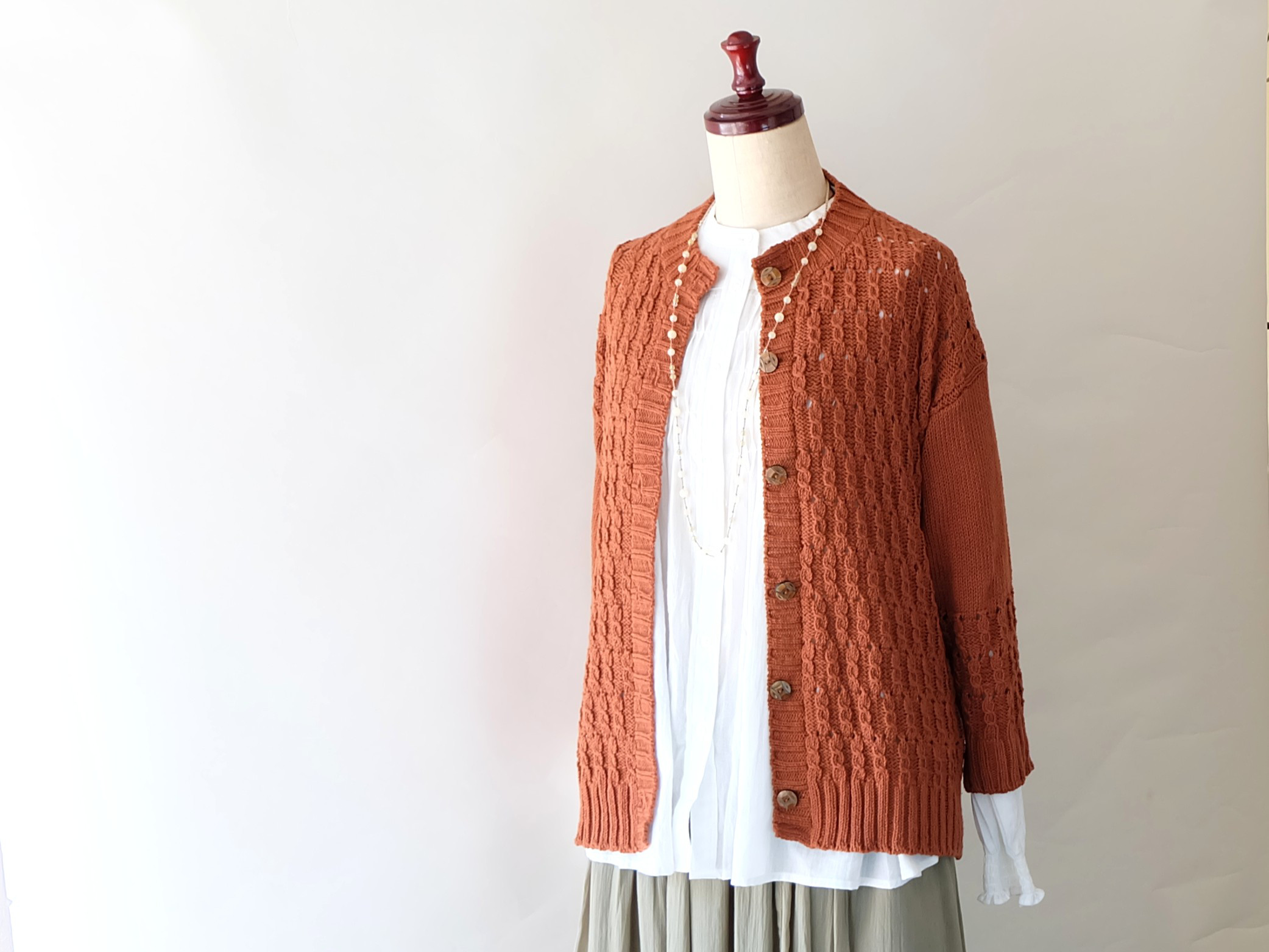 春夏秋　コットンカーディガンｰテラコッタ