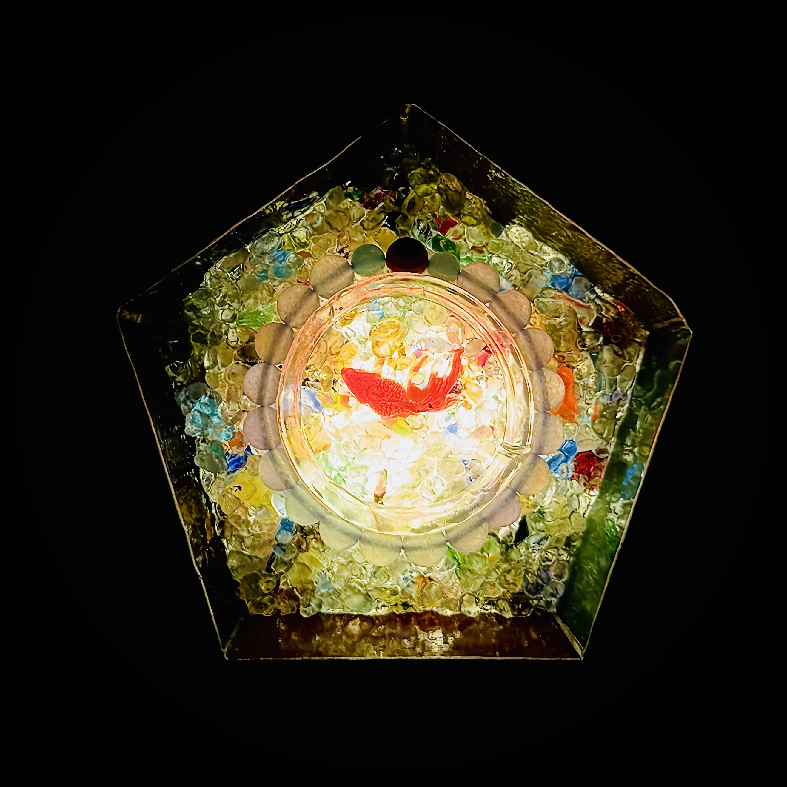 L-63 自然石のブレスレット& ステンドグラスのイルミネーション皿