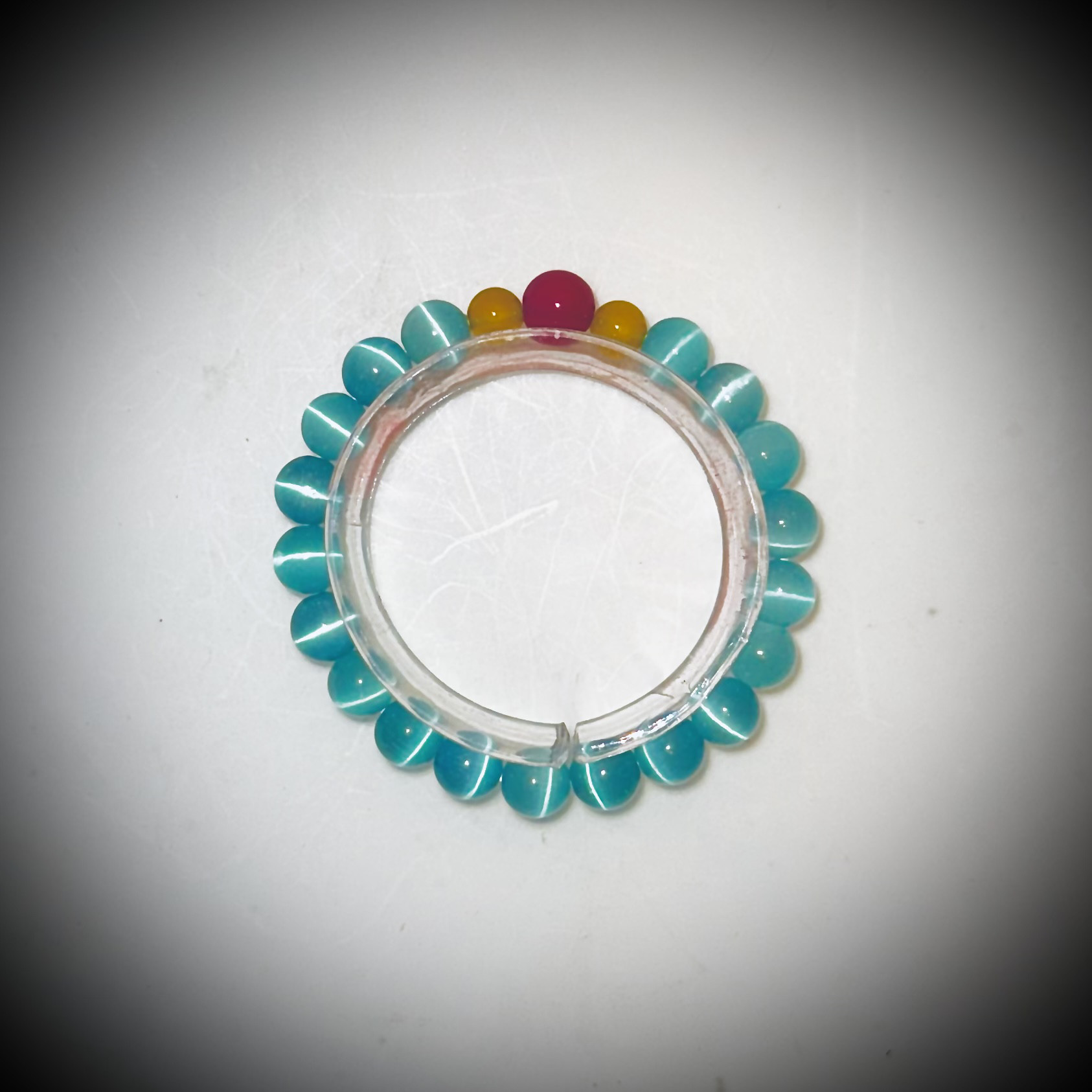 L-64 自然石のブレスレット& ステンドグラスのイルミネーション皿