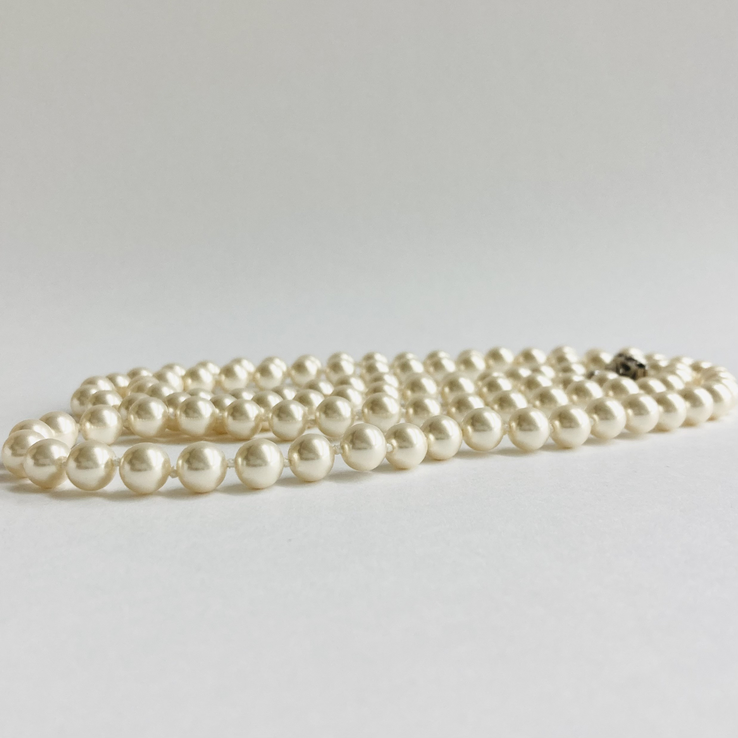 ガラスパール2Wayオールノットロングネックレス/7mm約90cm/ホワイトベージュ/R/made in japan