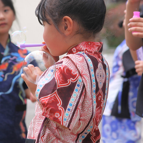 九谷焼作家が描く文様 子供甚平 遊泳花 上下2点セット【KUTANI×KIMONO