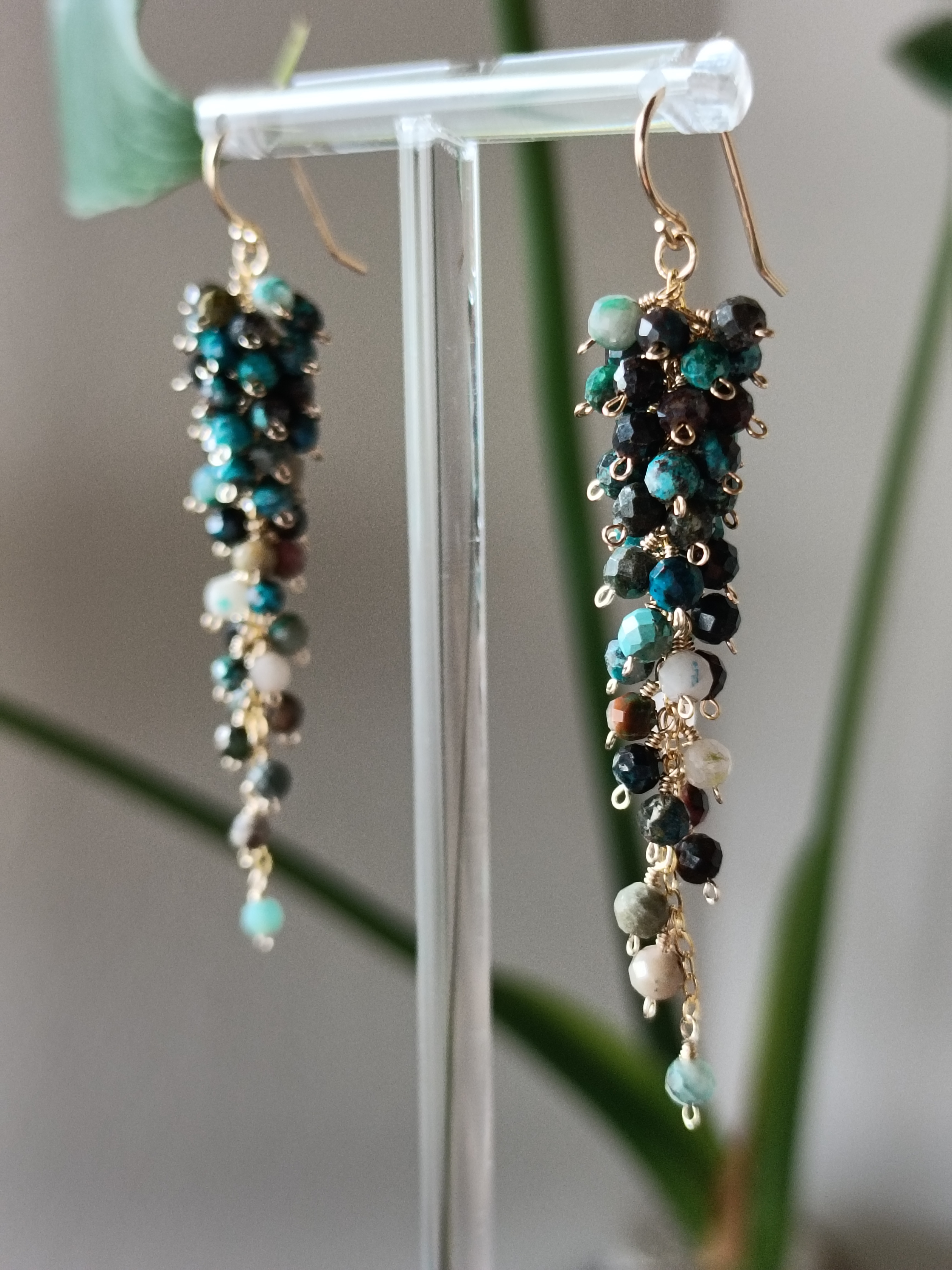 *Linneaシリーズ* クリソコラ 14kgfピアス/イヤリング