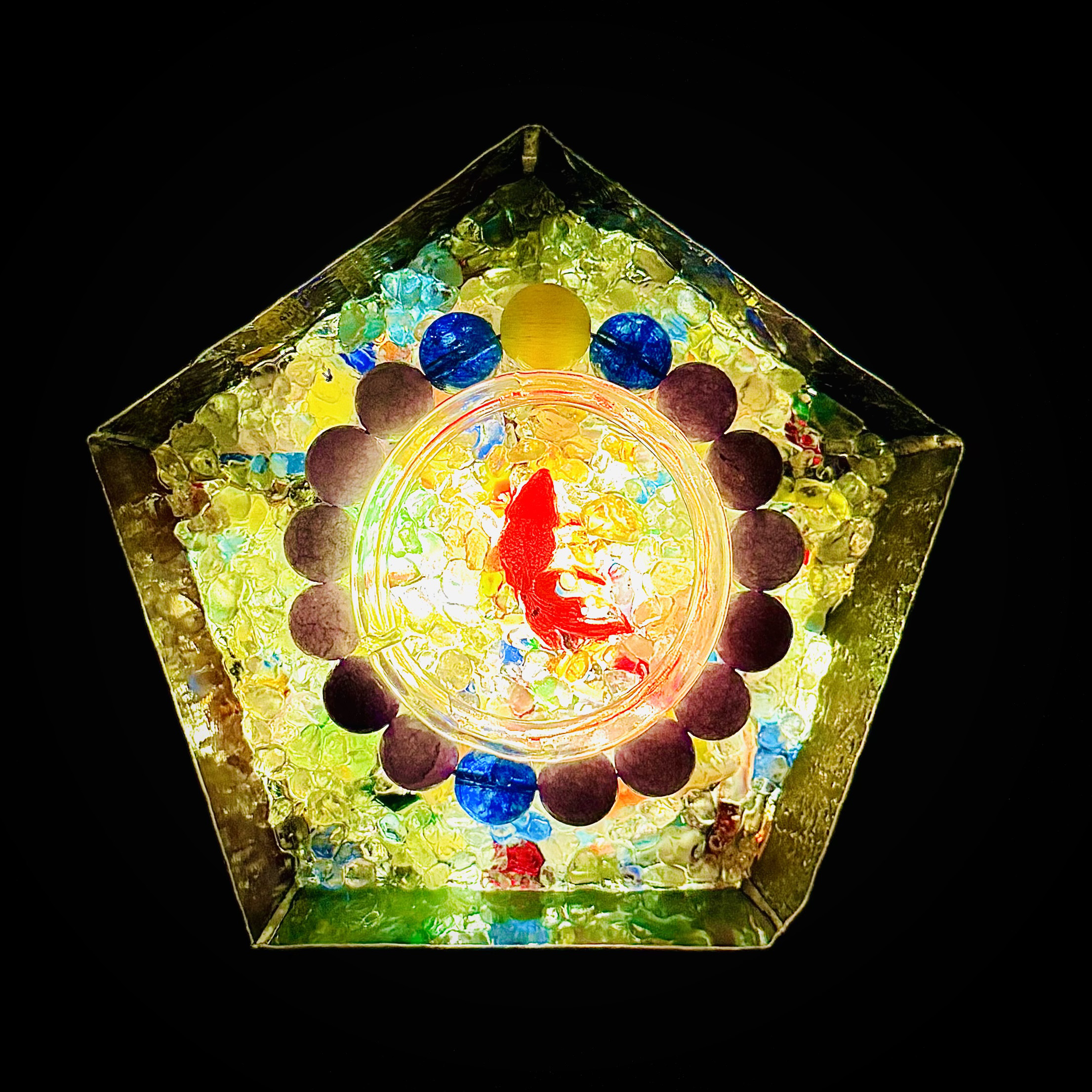 L-69 自然石のブレスレット& ステンドグラスのイルミネーション皿