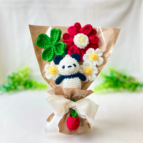 つよがりブラック】黒 グレー 紺 花束 かぎ針編み 枯れない花 毛糸