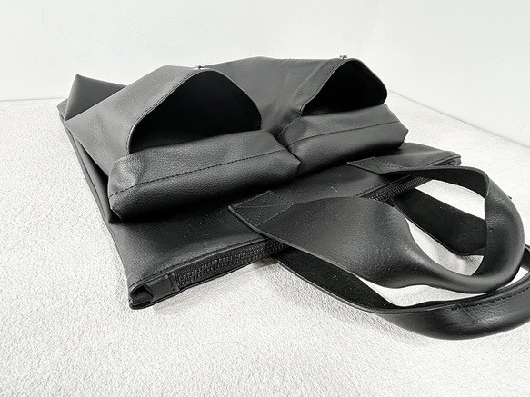 KURO/【PUL】 オンもオフも◎大容量プルアップ　ヘルメットバッグ　エコレザー(BT241217) 9枚目の画像