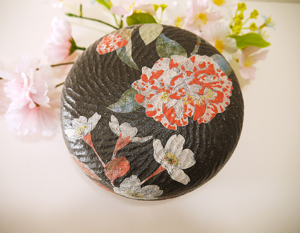 〈一点もの〉菓子器（蓋物）・花の景色 2枚目の画像