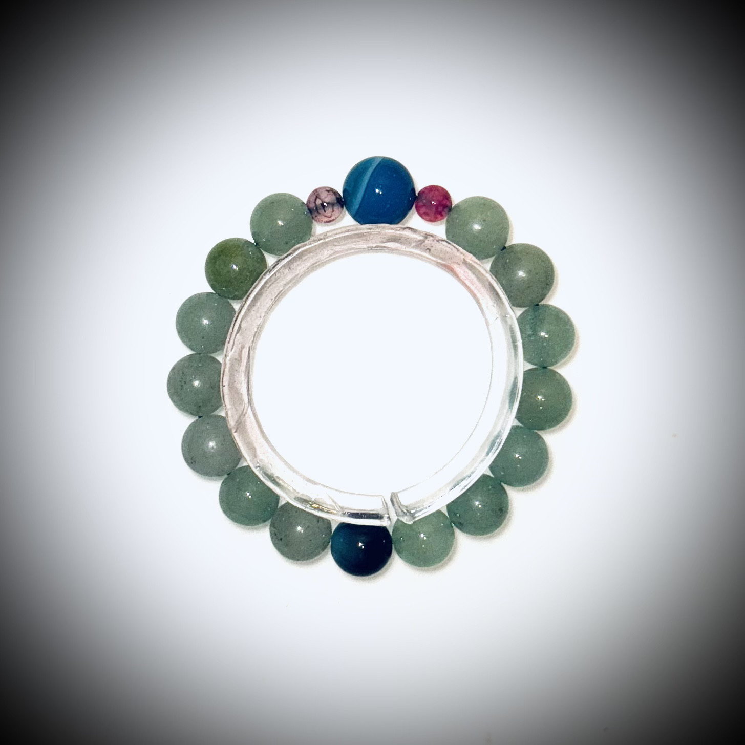 L-72 自然石のブレスレット& ステンドグラスのイルミネーション皿