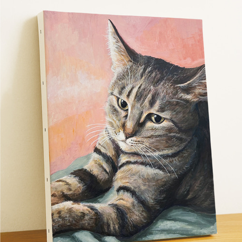 オーダー作品　自作絵画　ふたごのネコ　猫の絵 オーダーメイド】愛する“うちの子
