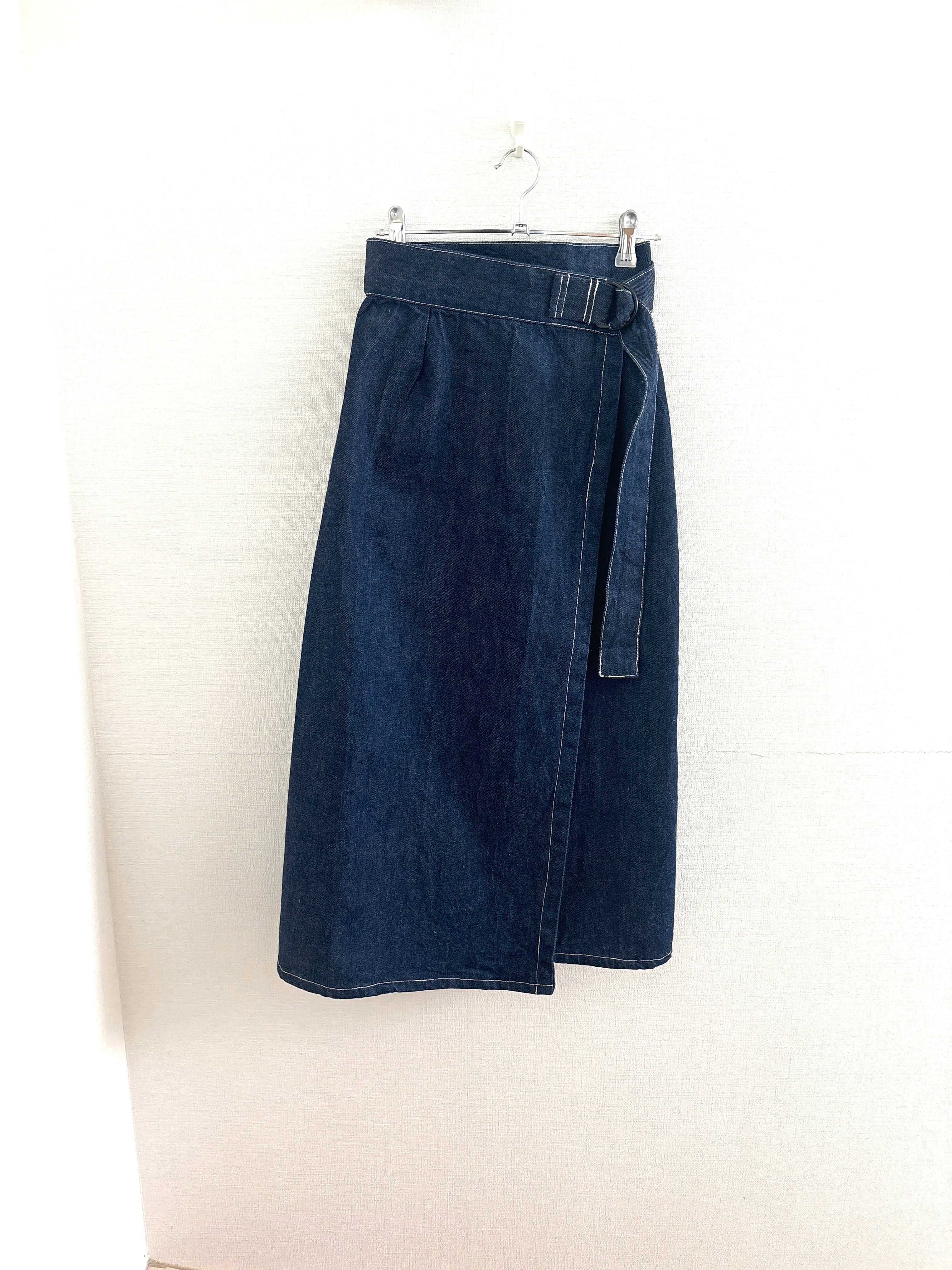 岡山デニム✨日本製　金具→選んでいただけます　丈→希望の長さでお作りいたします　巻きスカート　着痩せ効果→抜群