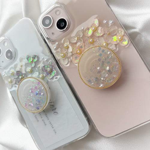 花 衣 シ フ ォ ン はなごろも 押し花スマホケース 【ハイブリッド