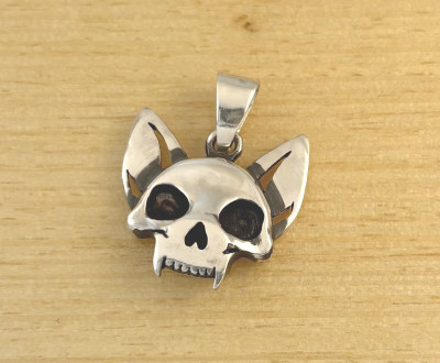 オリジナルシルバーペンダントトップ【ネコスカルPT】