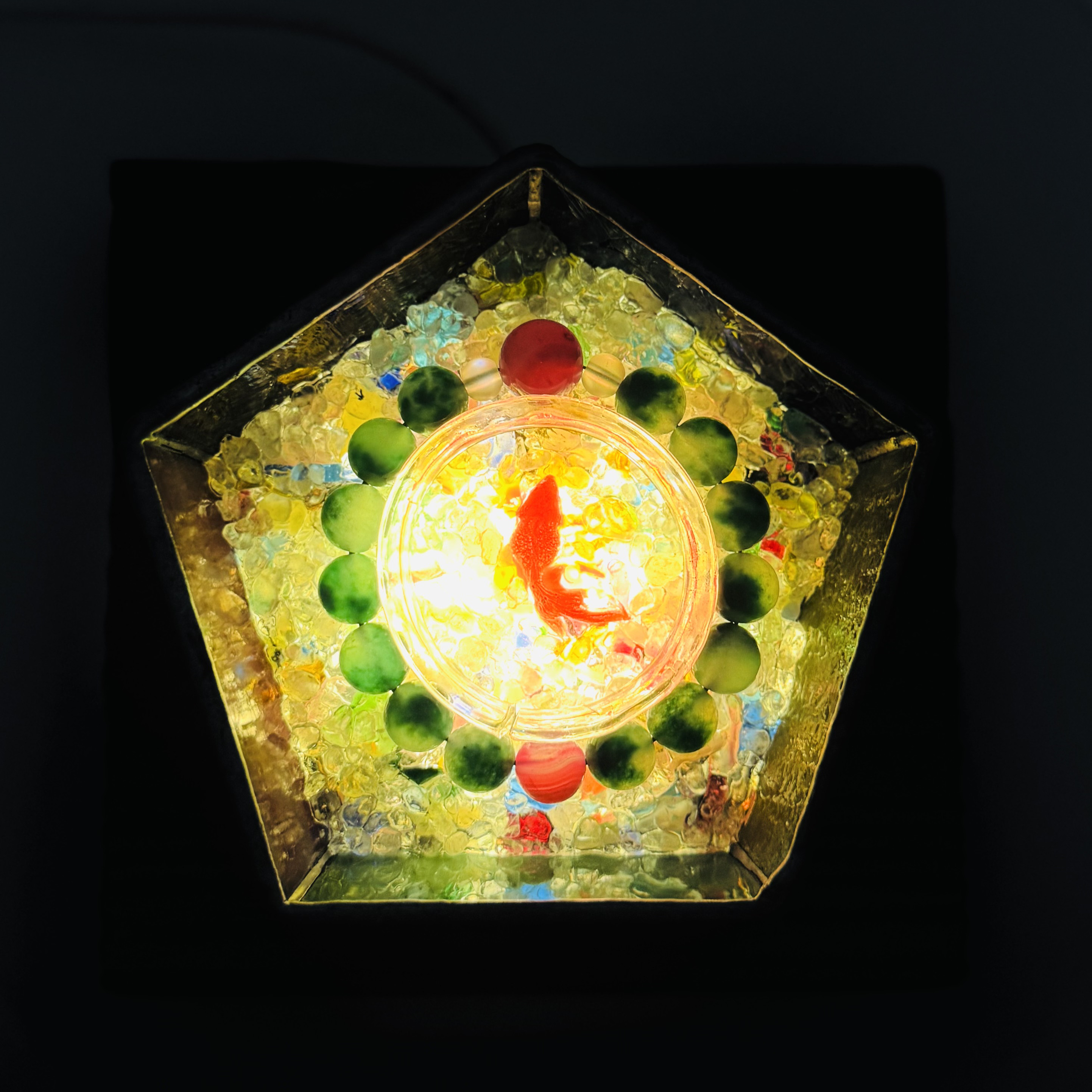 L-73 自然石のブレスレット& ステンドグラスのイルミネーション皿