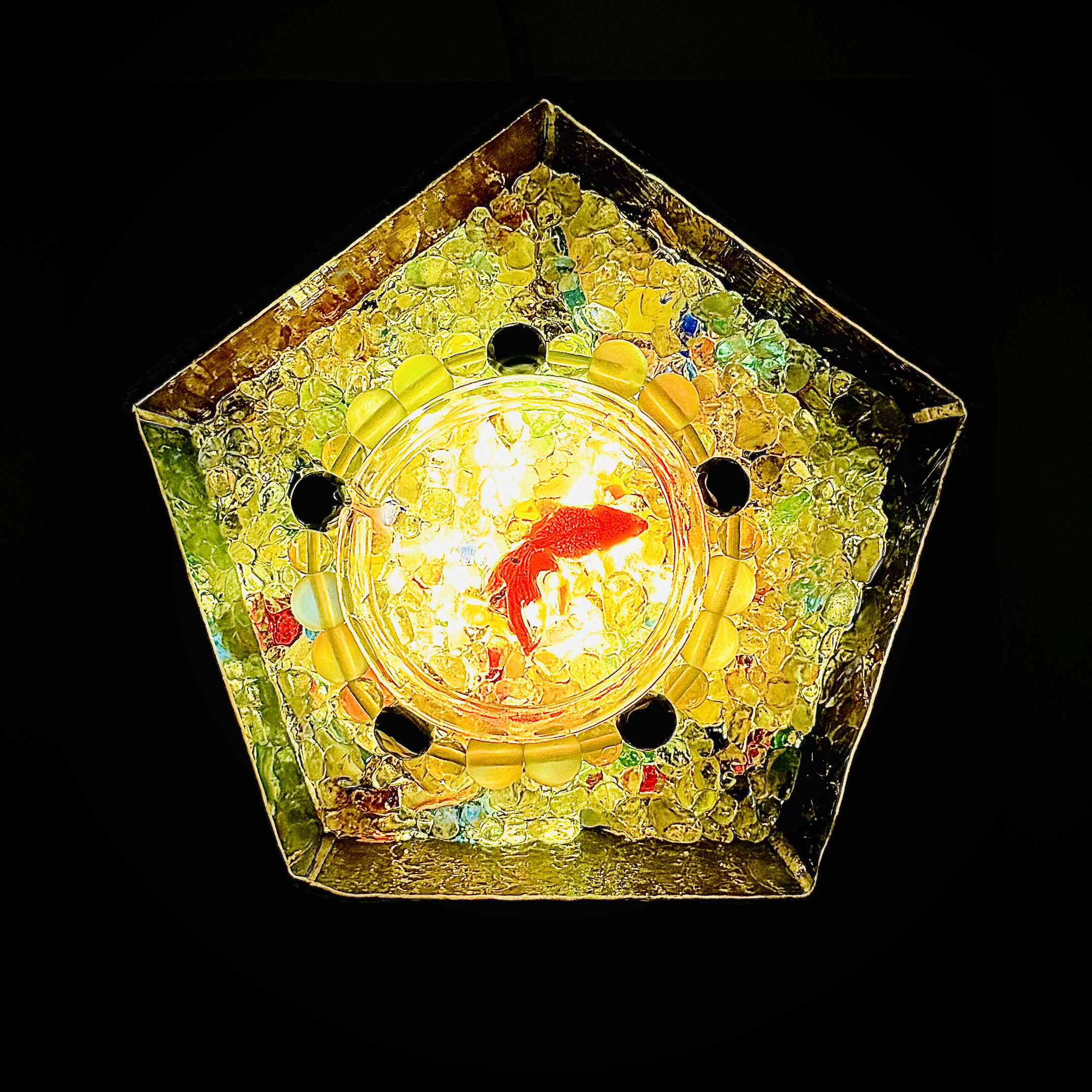 L-75 自然石のブレスレット& ステンドグラスのイルミネーション皿