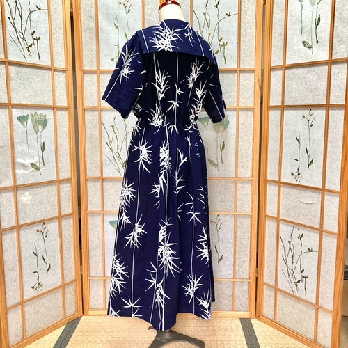 浴衣リメイクワンピース 和洋折衷 絞り浴衣 リメイク ワンピース ドレス 帯サッシュ