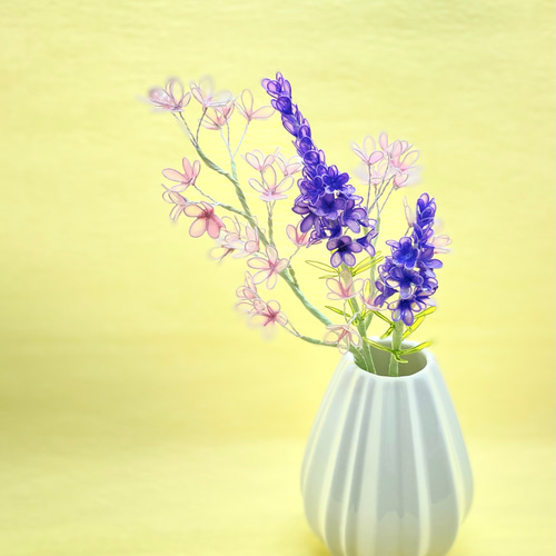 Rです♪紫色系の花束です♪ディップフラワー(アメリカンフラワー) アメリカンフラワー、ディップフラワー(紫色の花）② - メルカリ