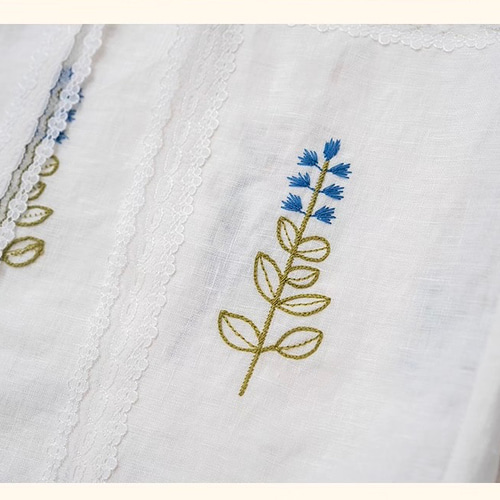 【ivy様オーダー専用ページ】リネン刺繍 ボタニカル刺繍 透かしレース リネンのスカート【春夏秋】白 ロング