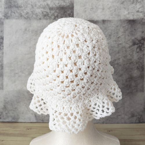 クロシェハット 手編み コットン 春夏 バケットハット クロシェ帽子