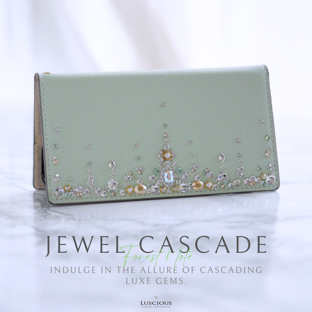 Jewel cascade/フォレストノート　ラインストーン手帳型スマホケース　キラキラケース　スワロフスキー使用