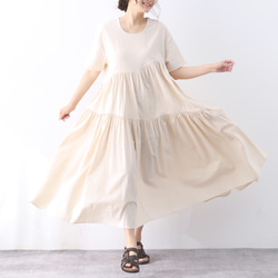 （再販）26色展開 コットン　ギャザーたっぷり　ゆったり　ロングワンピース ♪オーダーサイズ可 4枚目の画像