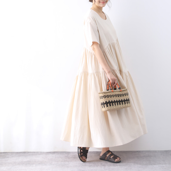 （再販）26色展開 コットン　ギャザーたっぷり　ゆったり　ロングワンピース ♪オーダーサイズ可 3枚目の画像