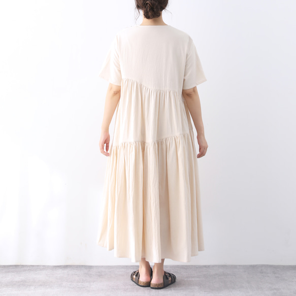 （再販）26色展開 コットン　ギャザーたっぷり　ゆったり　ロングワンピース ♪オーダーサイズ可 8枚目の画像