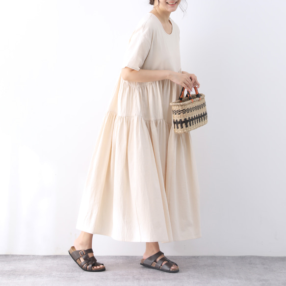 （再販）26色展開 コットン　ギャザーたっぷり　ゆったり　ロングワンピース ♪オーダーサイズ可 6枚目の画像